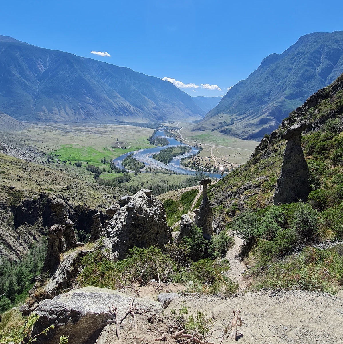Каменные грибы в долине реки Чулышман
