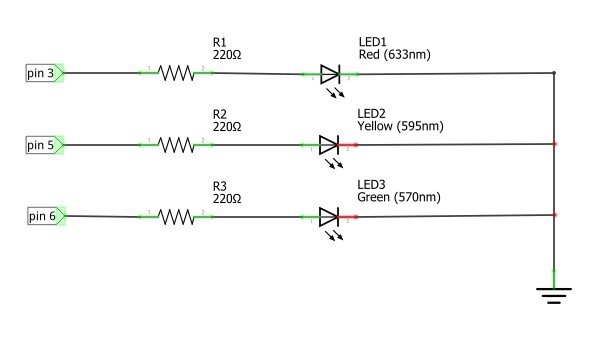 Принципиальная схема для построения программируемого светофора