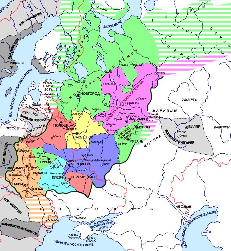 Земли Древнерусского государства ("Киевской Руси") в начале XIII века