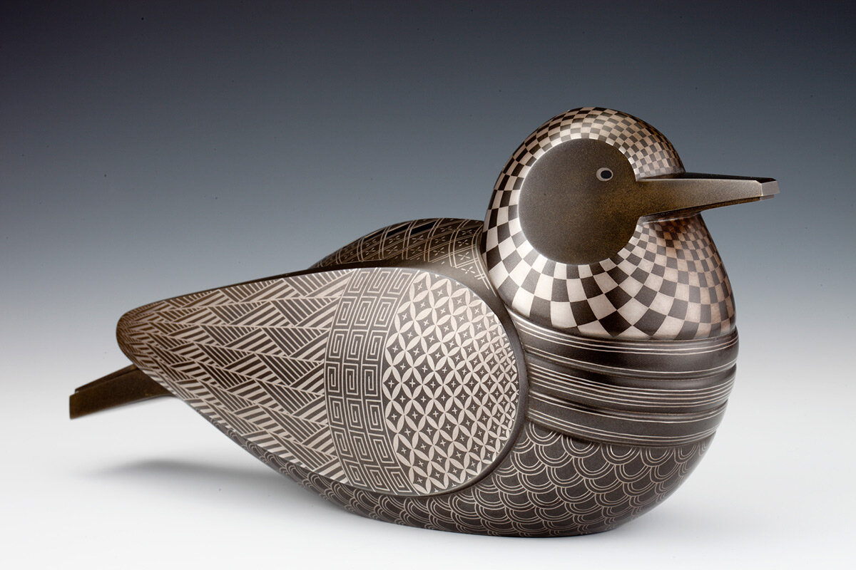 Такахаши Кайсю/Takahashi Kaishu, коро в виде утки мандаринки, 1936, Kagedo Japanese Art, Нью-Йорк, официальный источник - www.kagedo.com 