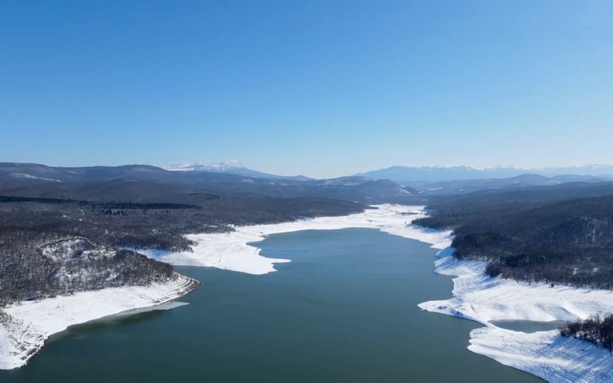 Аэросъемка водохранилища.