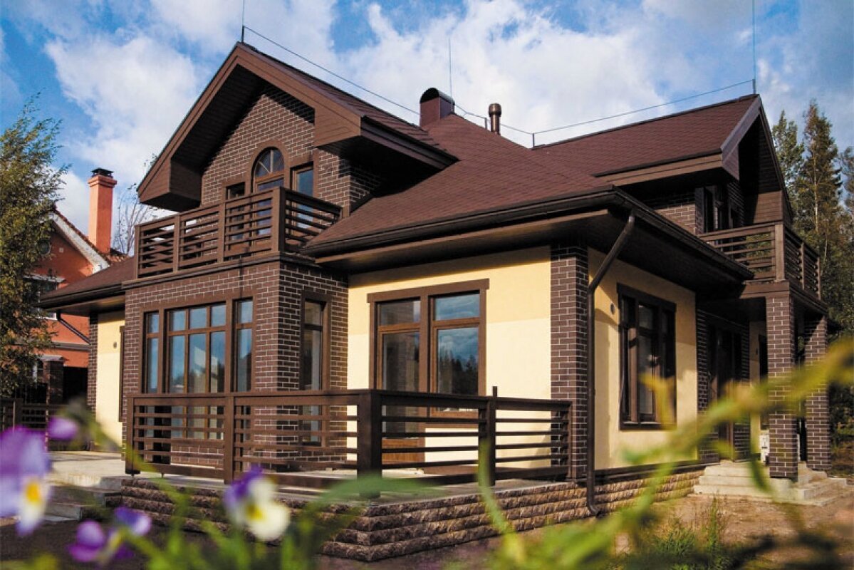 Цвет фасада дома с коричневой крышей (77 фото) » НА ДАЧЕ ФОТО