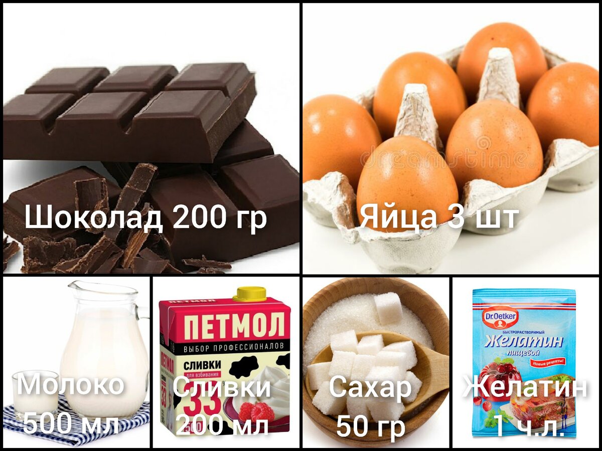 Список продуктов для шоколадного суфле