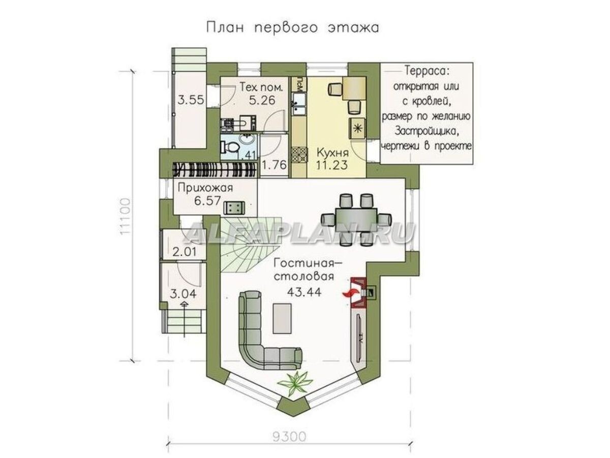 Планировка 1-го этажа дома 323А «Якорь», © Владимир Тарасов