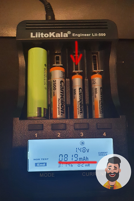 Зарядка аккумулятора Camelion 800 mAh