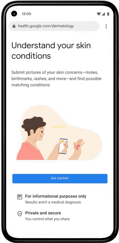 Рис. 9. Внешний вид приложения Google Derm Assist. Источник.