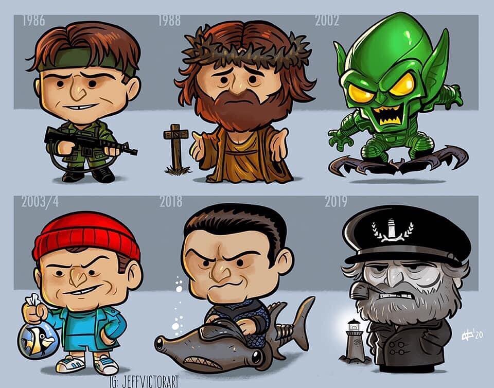 Художник изобразил известные образы знаменитых актеров на одном рисунке ...