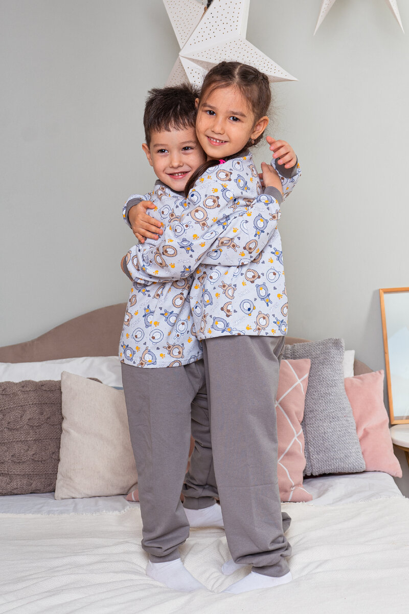 Детские утеплённые пижамы с мягким начесом. Принт "Мишки". Артикул на Wildberries: 45832873