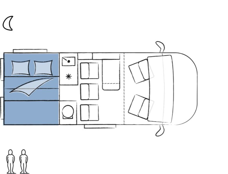Двуспальная кровать в задней части фургона