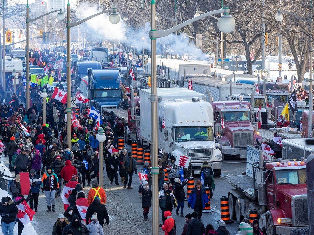 Конвой свободы. Источник фото: https://www.businessinsider.com/elon-musk-donald-trump-praised-canadian-trucker-vaccine-mandate-protest-2022-1