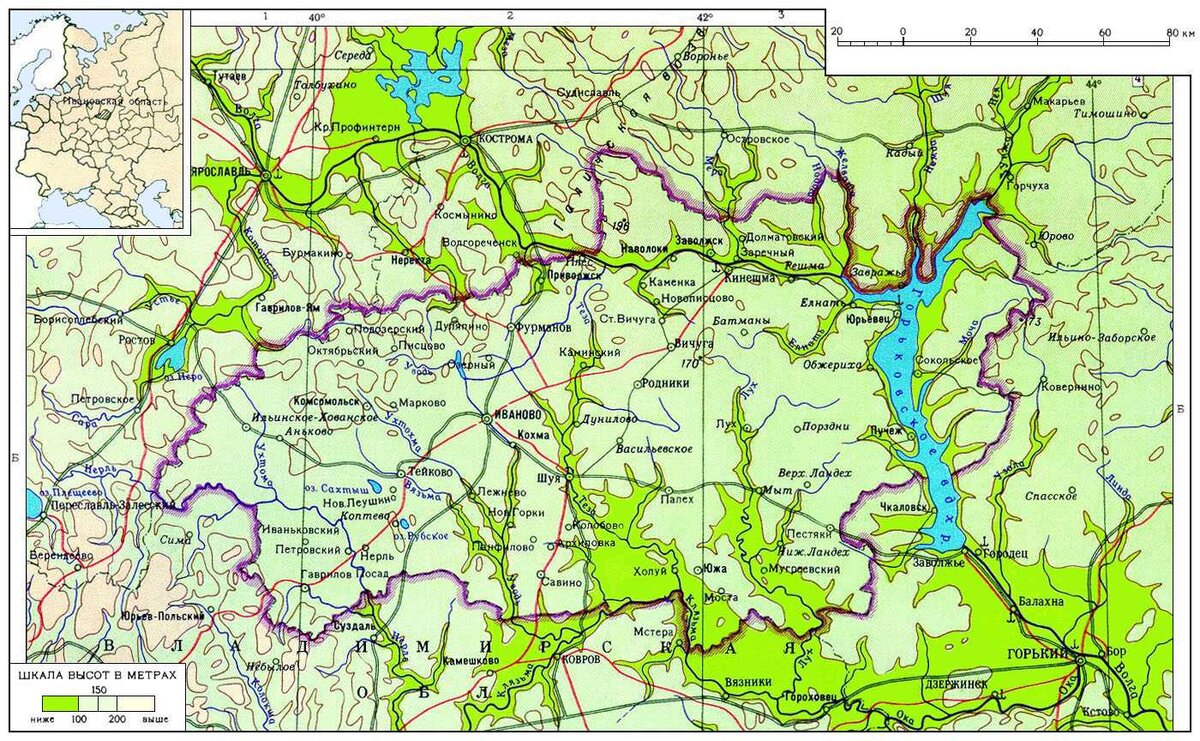 Карта рельефа ивановской области