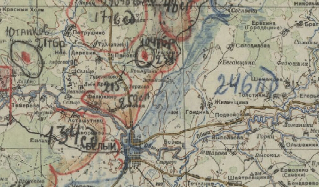 Отчётная карта Калиниского фронта за период 07.08.-11.08.42