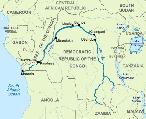 Конго река на карте