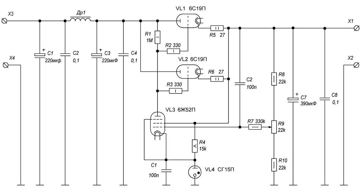 Стабилизатор анодного напряжения для лампового усилителя схема