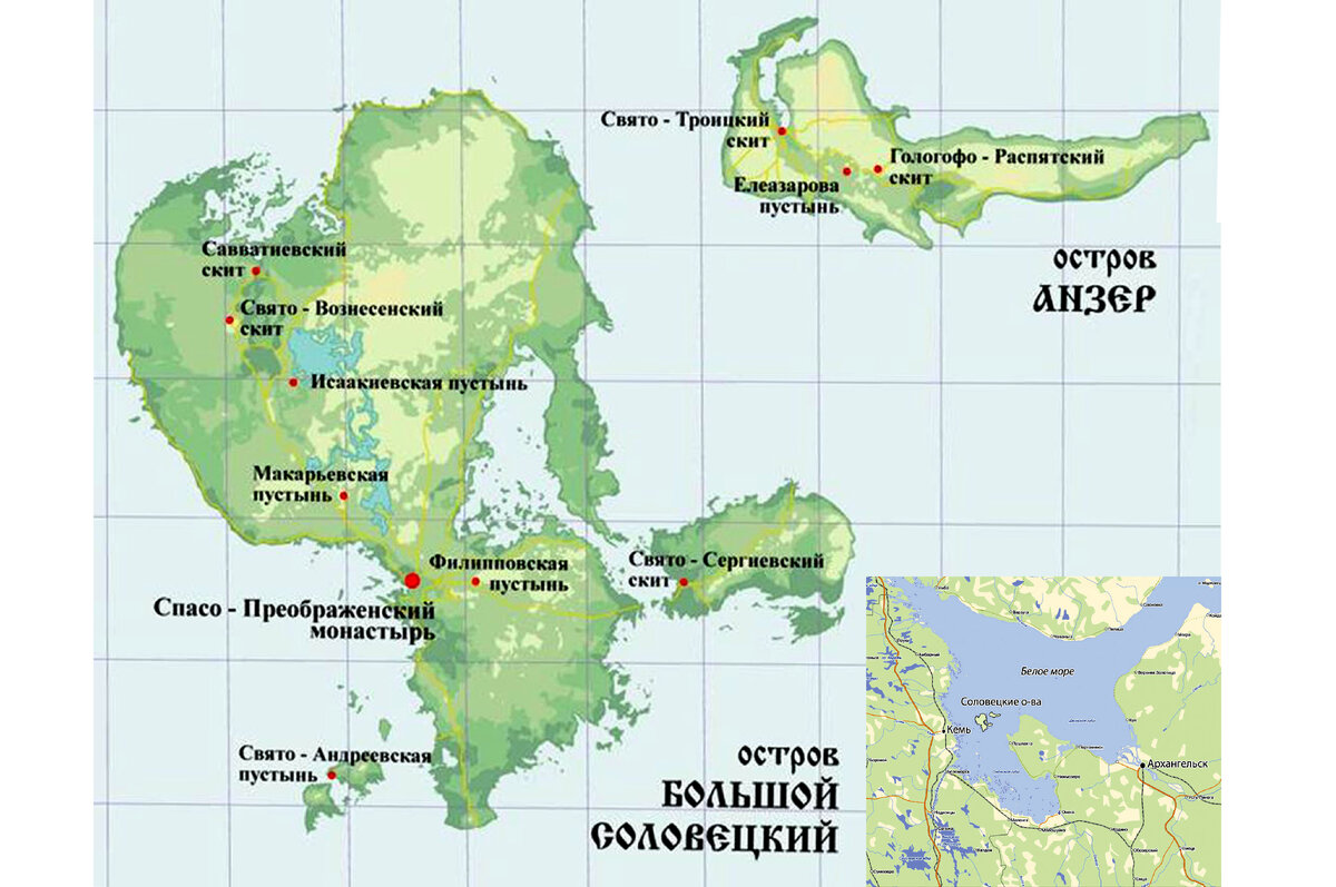 Карта соловецких островов подробная в хорошем качестве