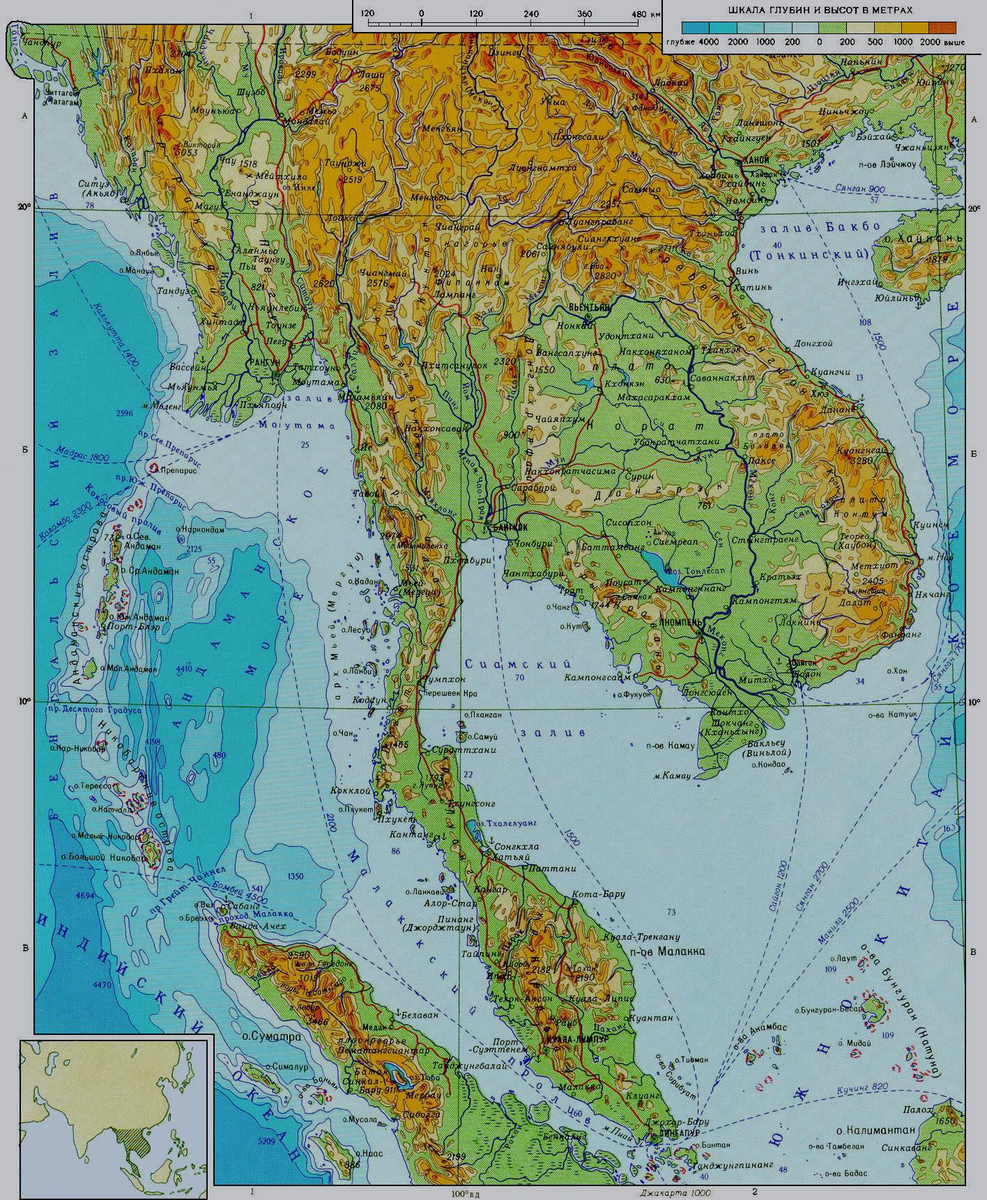 Карта индокитая со странами крупно на русском