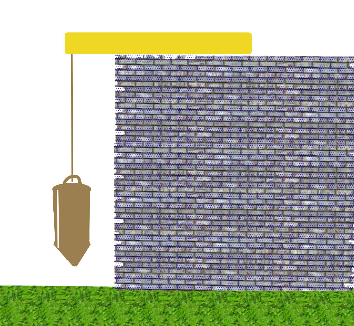 Определение правильной вертикали с помощью отвеса.  