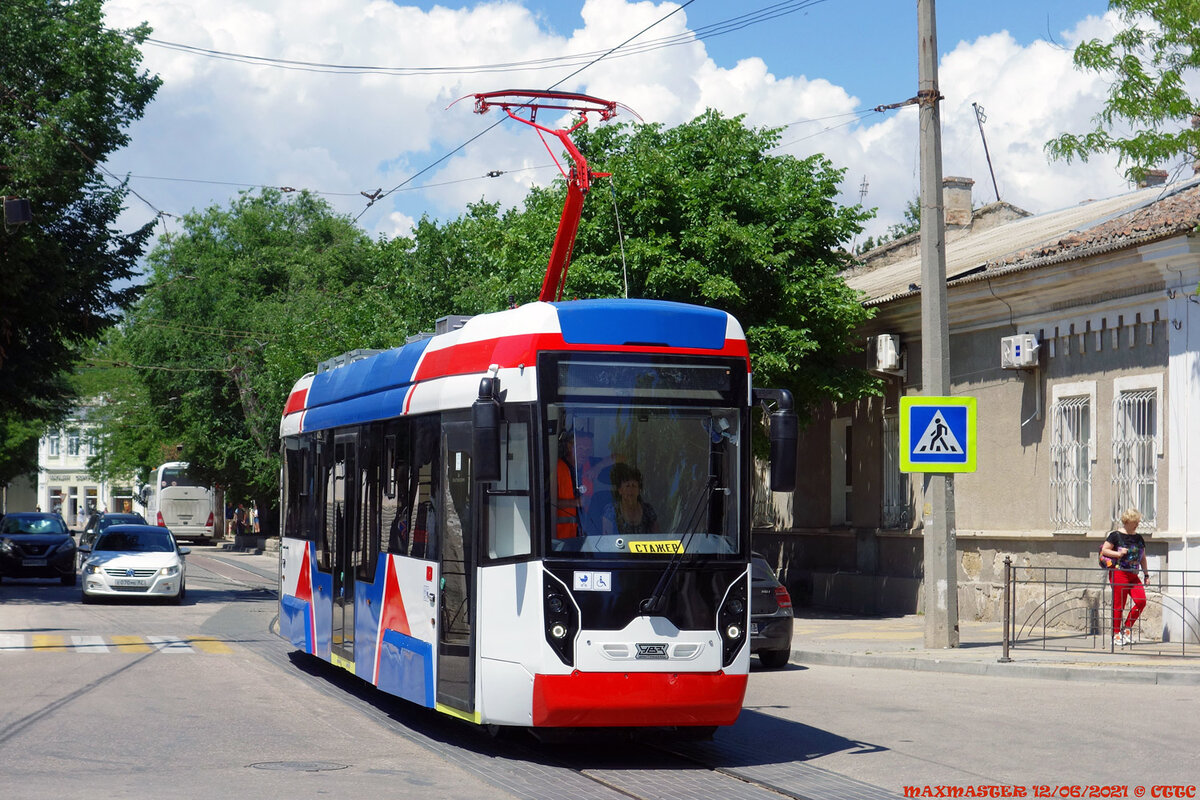 Вагон 71-411 на обкатке, ул. Белинского, Евпатория. фото с сайта СТТС, автор MAXMASTER