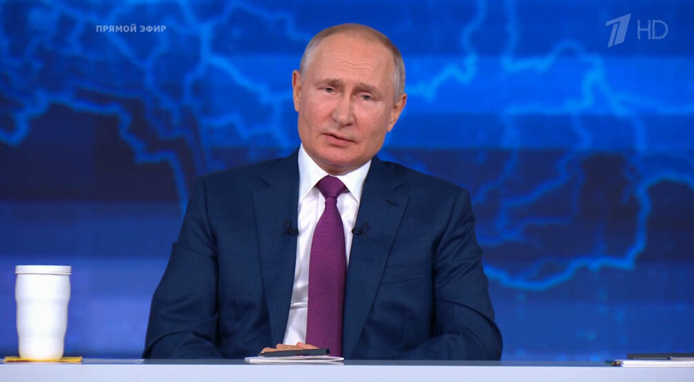 В.В. Путин на прямой линии. Скриншот с трансляции Первого канала