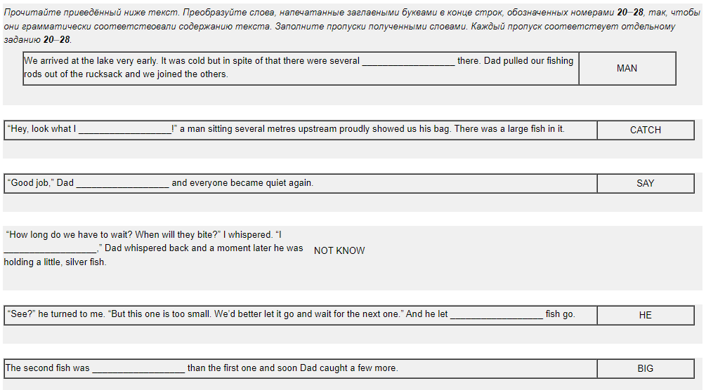 Задания 20-25, ОГЭ по английскому