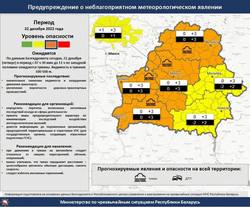 В Беларуси объявили оранжевый уровень опасности из-за туманов. Но не везде - Обновлено