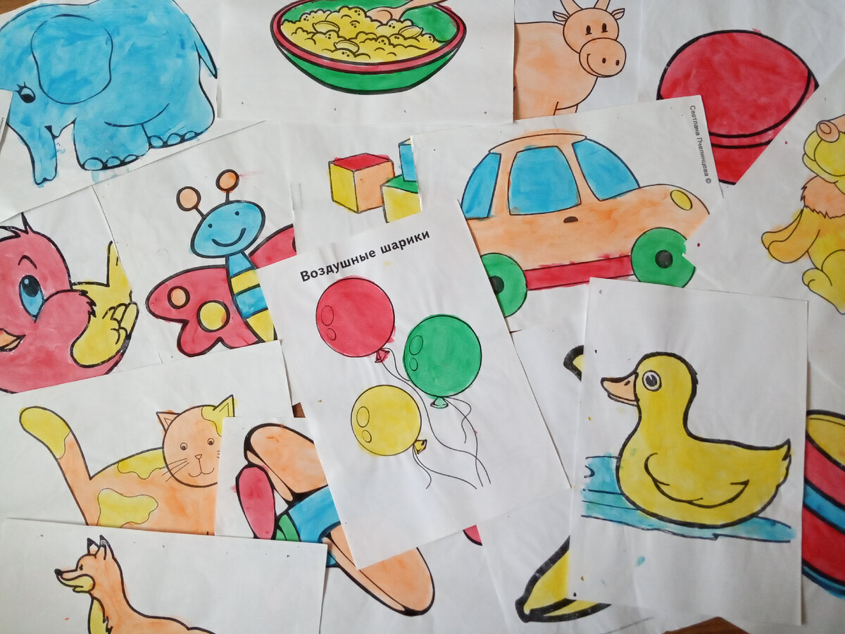 Предметные картинки для занятий по расширению пассивного словаря. Фото из личного альбома