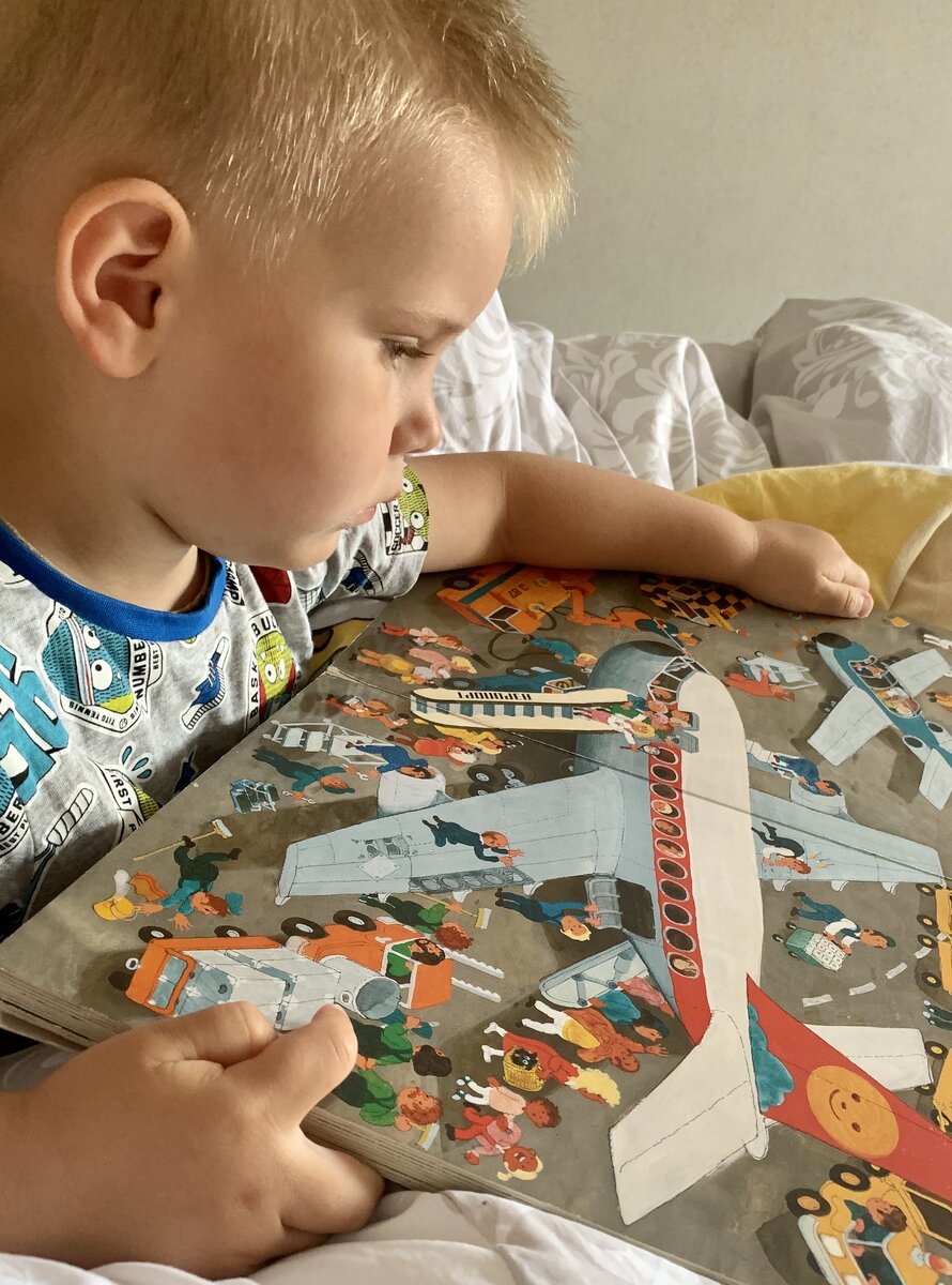 Томас читает виммельбух