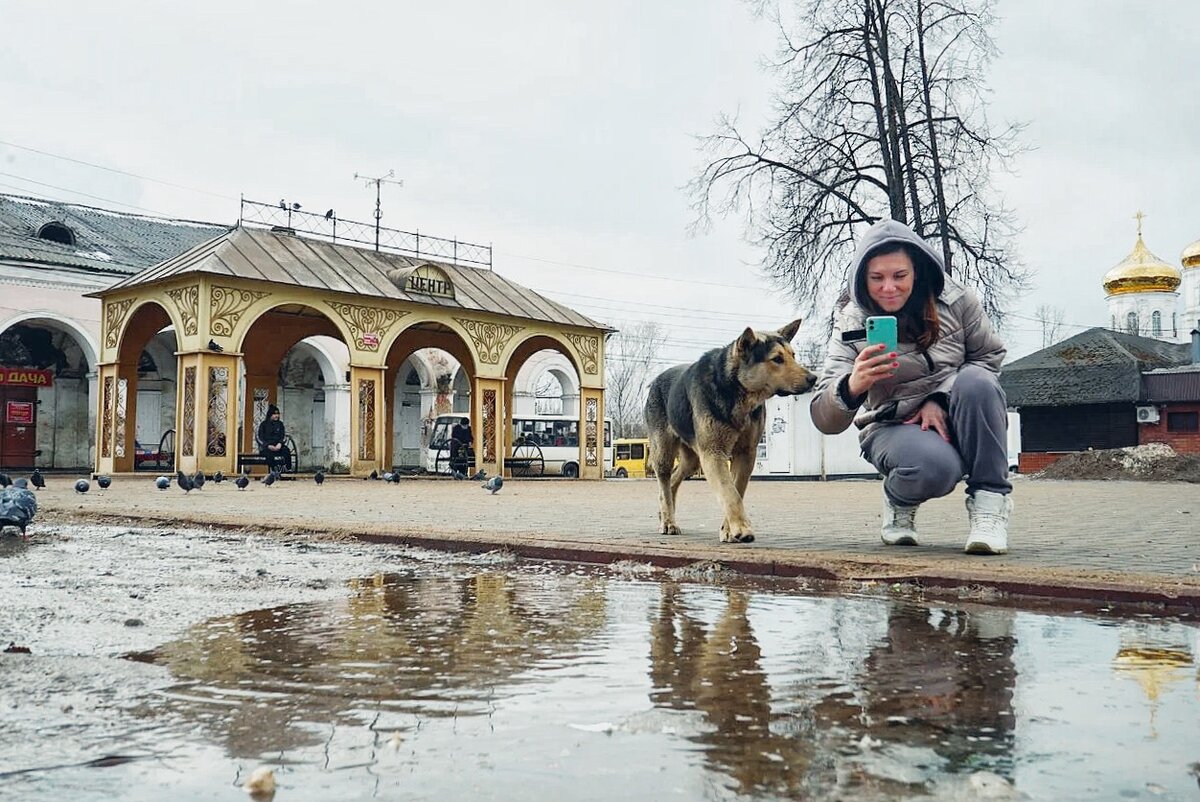 на остановке знак «ЦЕНТР» 
