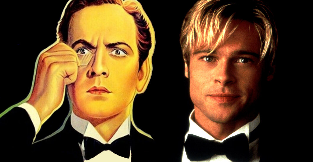 Слева направо постер из фильма "Смерть берет отпуск" 1934 года и кадр из фильма "Знакомьтесь, Джо Блэк" 1998 года.