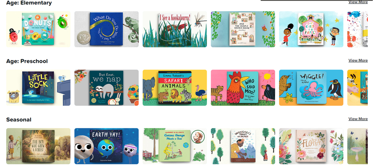 Мультфильмы на Vooks.com разделены на категории