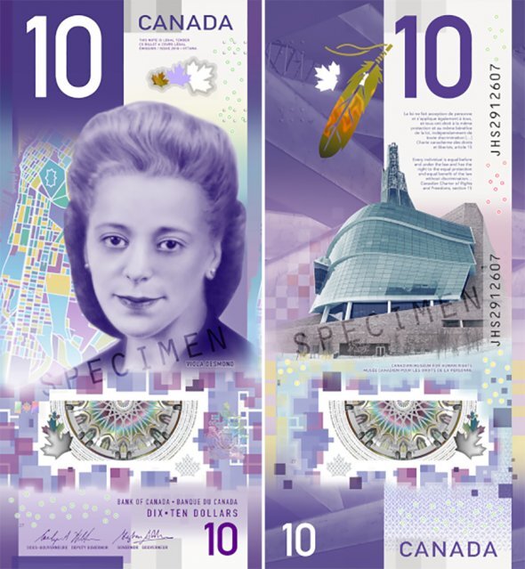 Канадская 10-долларовая купюра.