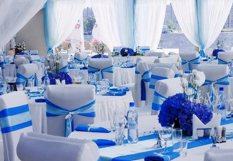 Свадьба в бело-синем цвете: темы и идеи для такого оформления