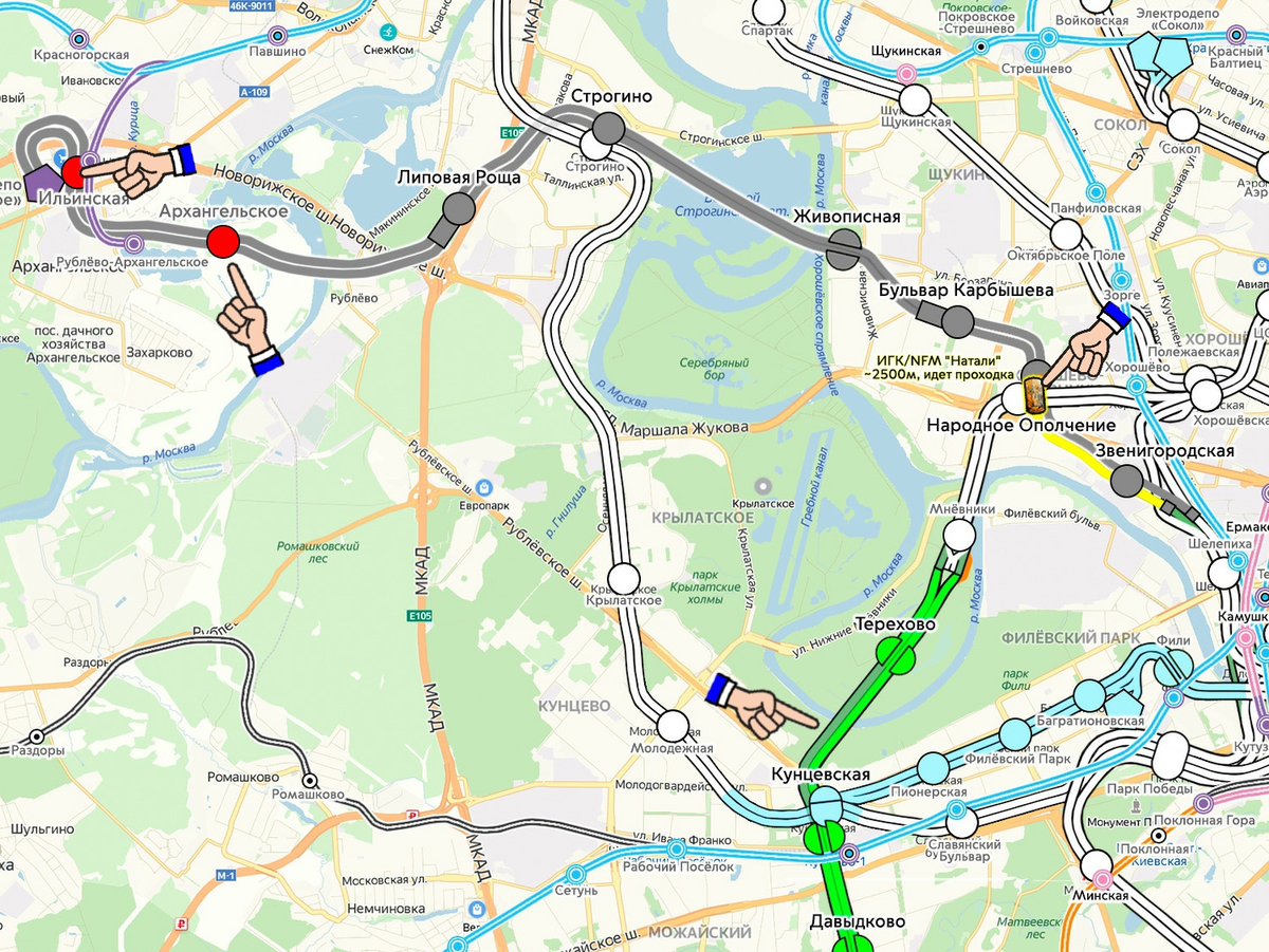 Карта метро москвы народного ополчения
