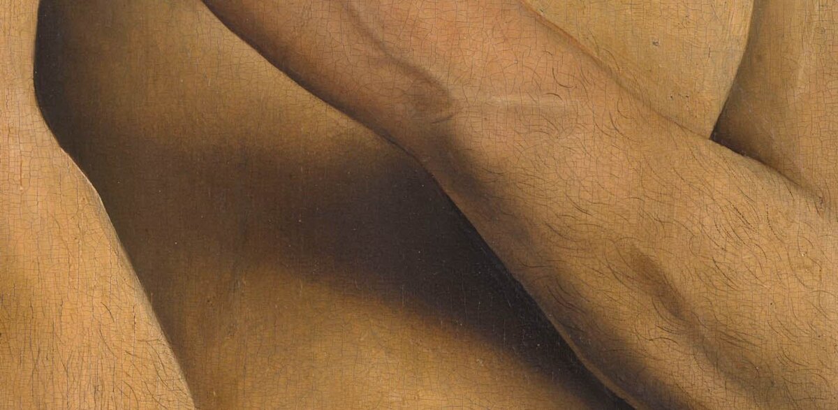 "Гентский алтарь" (1432) - Губерт и Ян ван Эйки (деталь руки Адама)