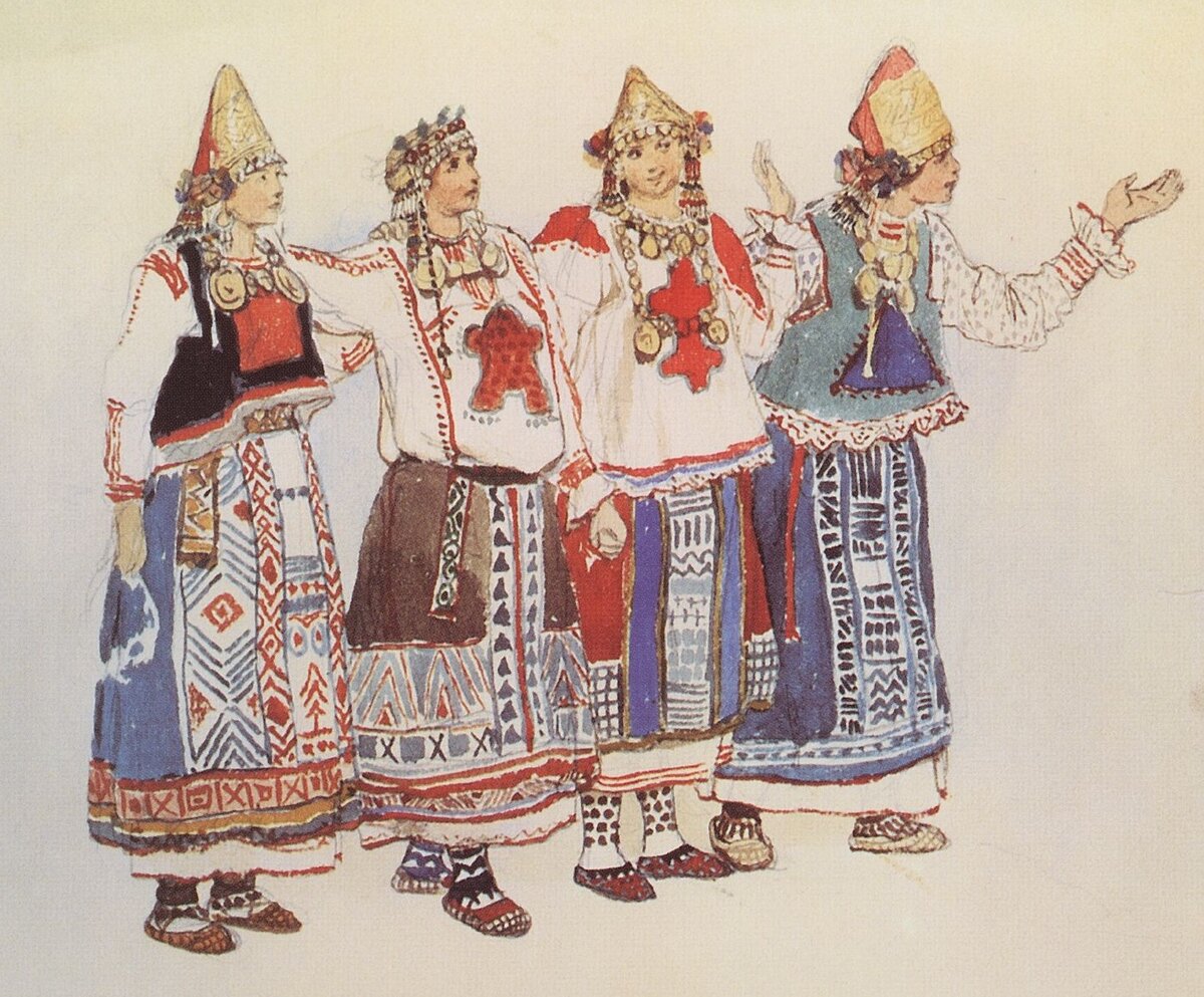 Эскизы Виктора Васнецова к опере «Снегурочка». Костюмы берендеек. Википедия.