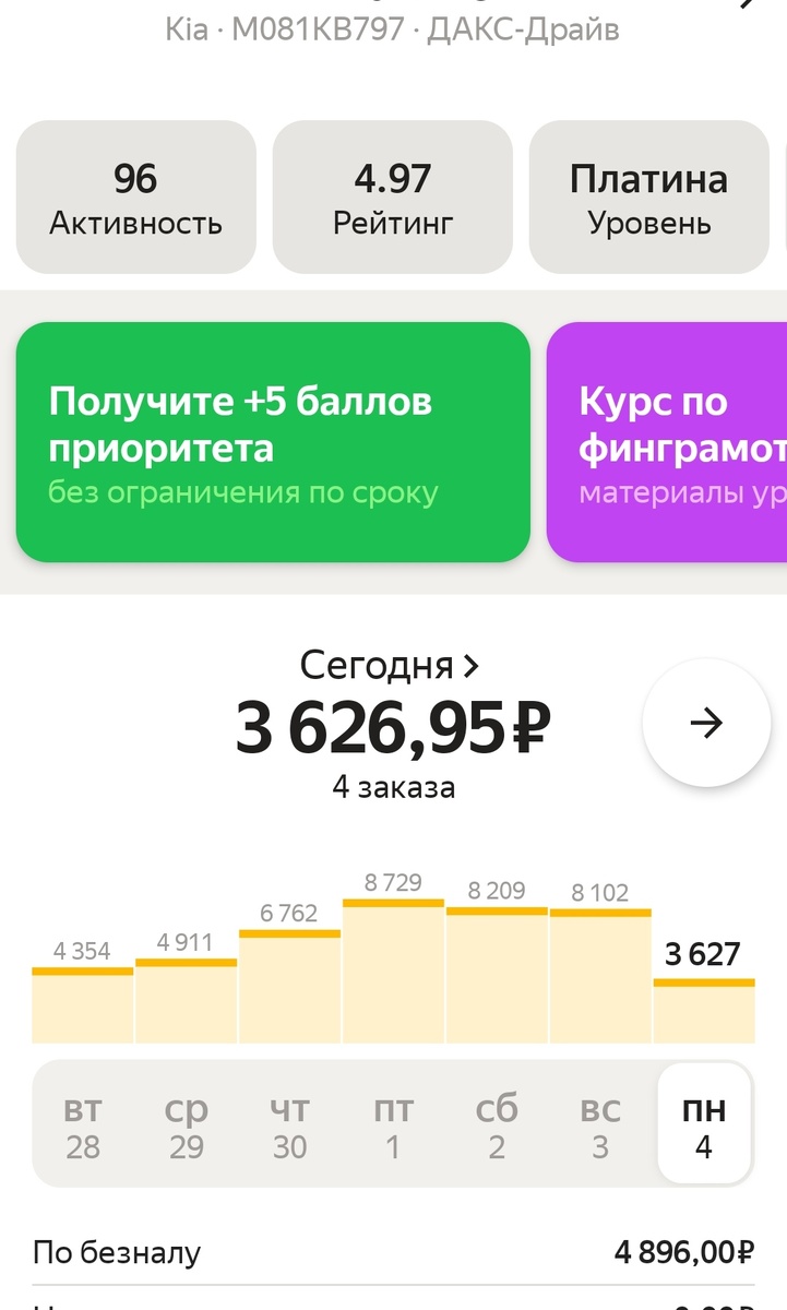 Скриншот Яндекс такси для водителей 