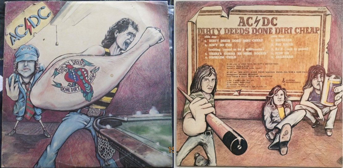 AC/DC "Dirty Deeds Done Dirt Cheap", 1976 г., конверт для австралийского и новозеландского выпусков