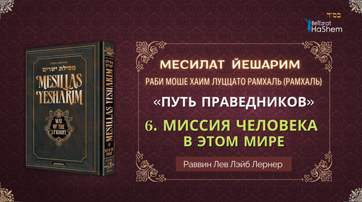 2.10. Месилат Йешарим | Урок 6 | Вступление | Миссия человека в этом мире | Раввин Лев Лэйб Лернер