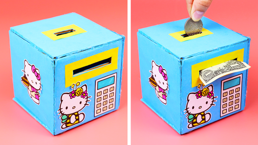 💰 How to make a TRANSPARENT MONEY BANK out of paper // DIY Piggy Bank
