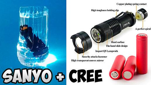 🔦 CREE Q5 ФОНАРИК С ЗУМОМ + LI-ION АККУМУЛЯТОРЫ 14500 SANYO С АЛИЭКСПРЕСС