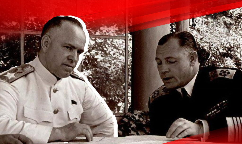 Слева направо: Жуков Г. К., Кузнецов Н. Г. - наши представители на Потсдамской конференции по вопросам раздела трофейного флота