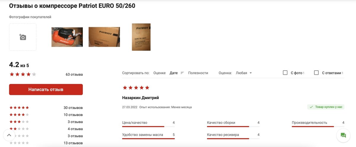 Рейтинг и отзывы с сайта магазина "Все инструменты"