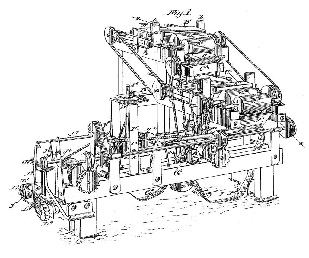 By James Albert Bonsack (1859 – 1924) - U.S. patent 238,640, Public Domain, машина Бонсака для завальцовки сигарет