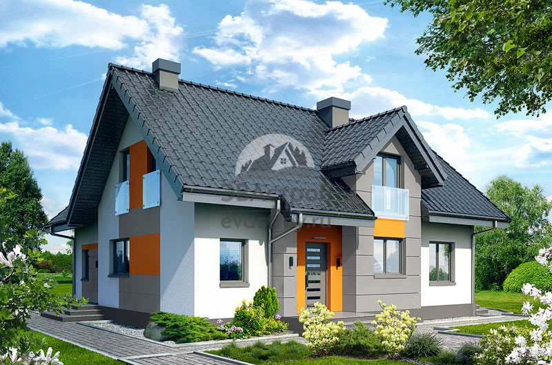 Проект дома 186 м2 из керамоблоков с мансардой, балконом и террасой - SK-1