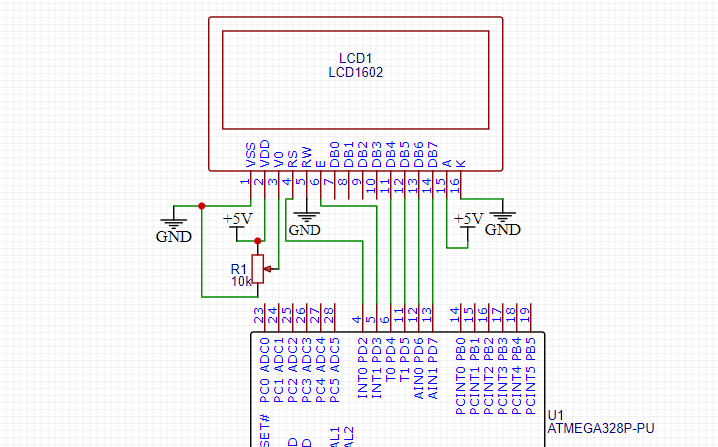 Схема подключения lcd 1602