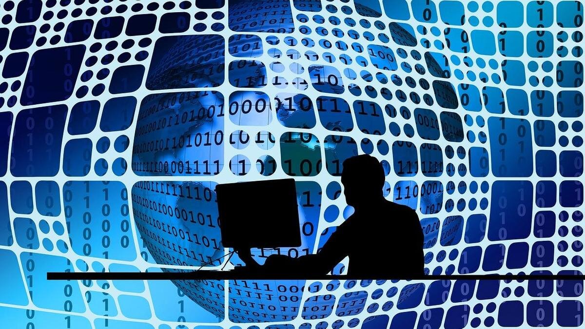    Человек за компьютером в сети:Pixabay