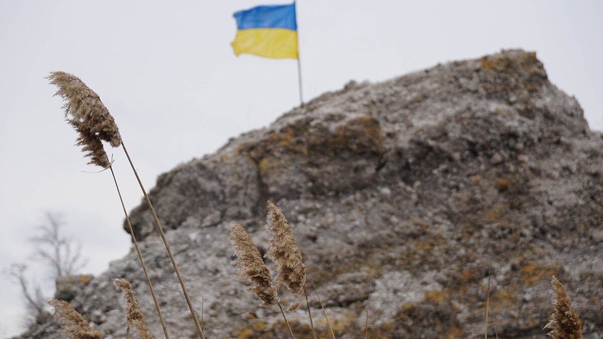    Брошенный украинский флаг под Мариуполем© РИА Новости . Иван Родионов