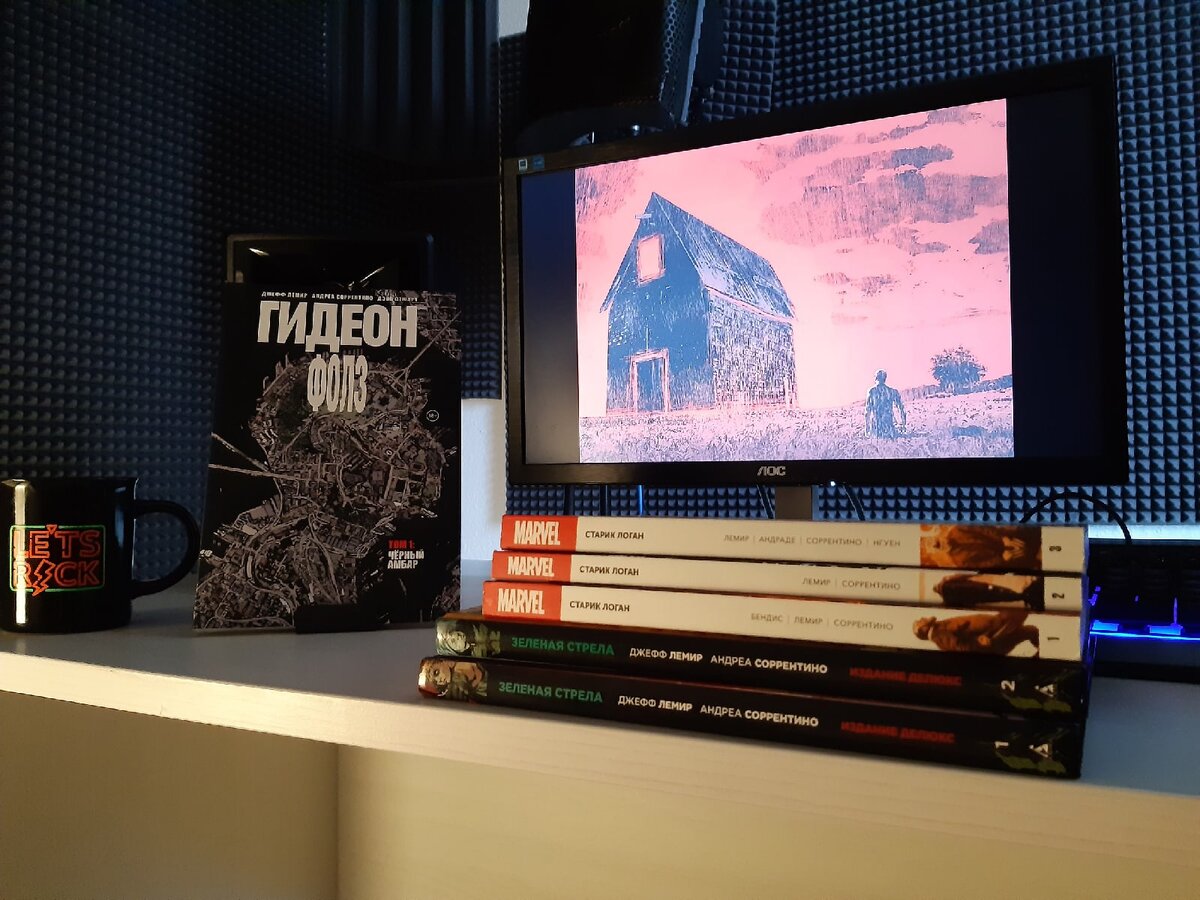 На фото видны ранее вышедшие комиксы на русском языке от данного дуэта.