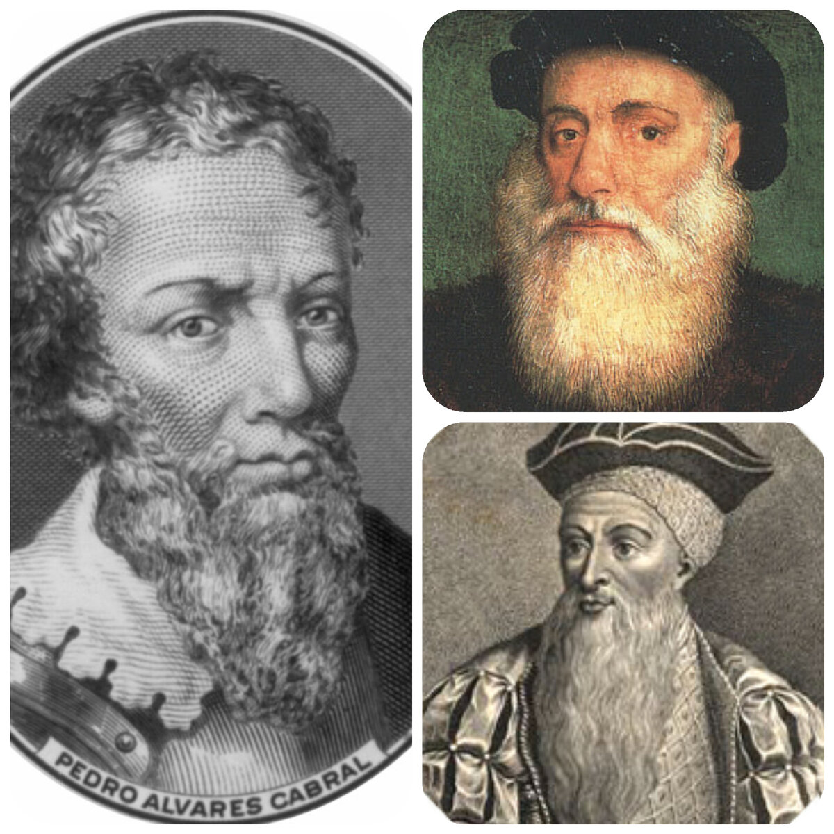 Кабрал, Васко да Гама и Албукерки. Старинные рисунки.