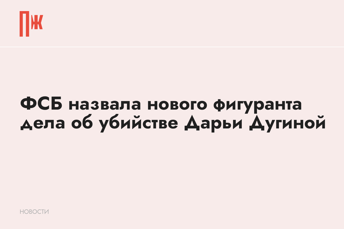     ФСБ назвала нового фигуранта дела об убийстве Дарьи Дугиной